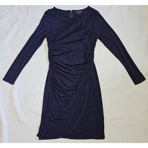 Kenneth Cole Purple Long Sleeve Ruched Dress